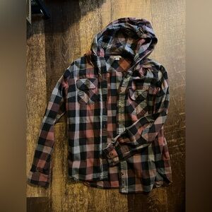 Carhartt Women’s Small Hooded Plaid Shirt Jacket - Pink, Black & Grey